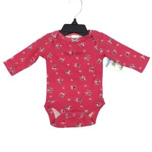 Baby Boden Girls Newborn Pink Floral Long Sleeve Bodysuit